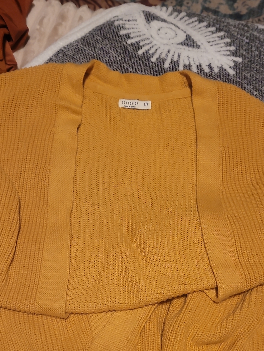 Cotton On Mustard Yellow Open-Front Knit Cardigan